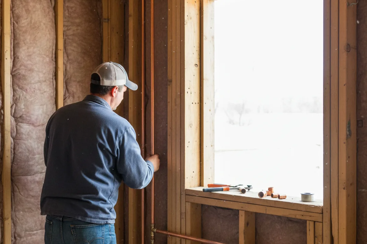 Licensed plumber running new copper supply lines in a Zion home