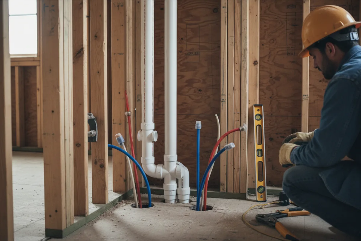 Drain and supply rough-in during Leak Detection in Zion